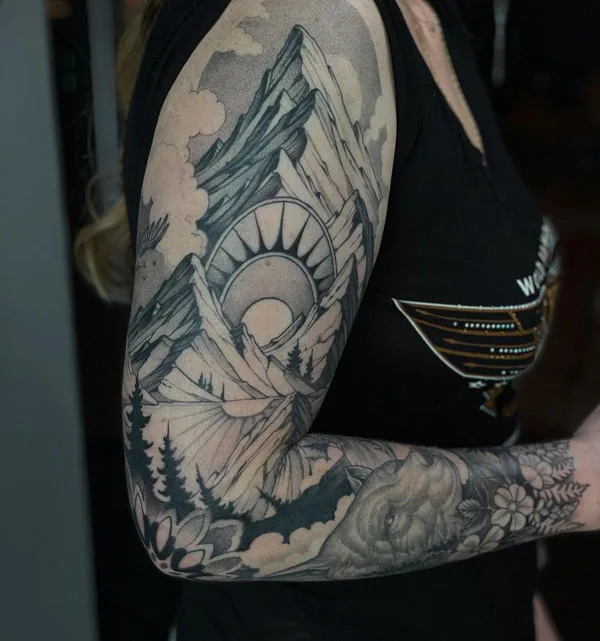 Mountain Sleeve Tattoo 1