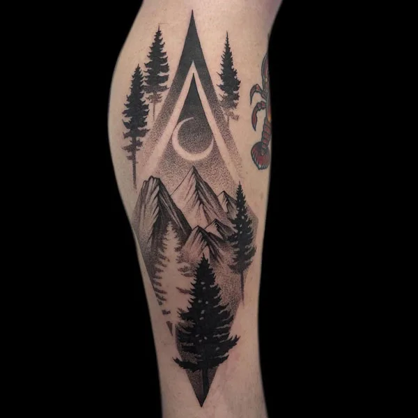 Mountain and Tree Tattoo 1