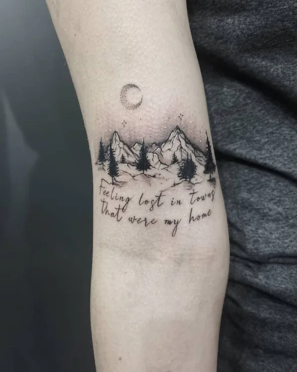 Mountain and Tree Tattoo 2