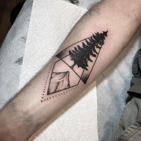 Mountain and Tree Tattoo 6