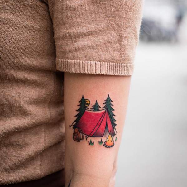 Old School Camping Tattoo
