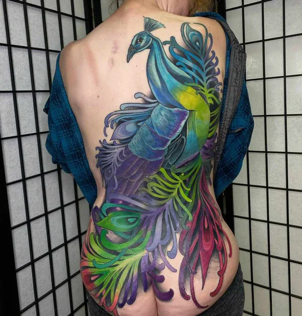 Peacock Back Tattoo