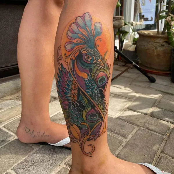 Peacock Leg Tattoo