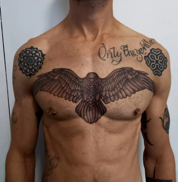 Raven Chest Tattoo 1