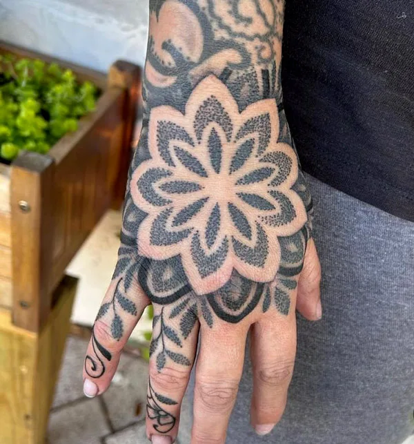 Sacred Geometry Hand Tattoo 1