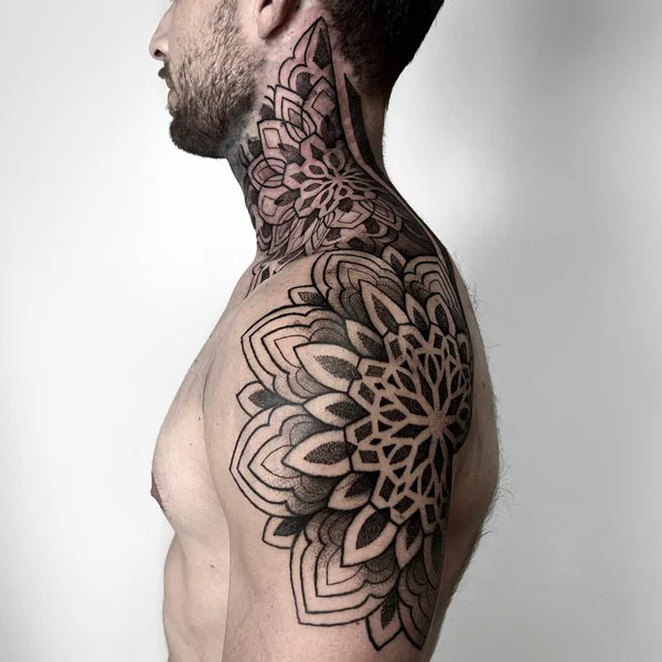 Sacred Geometry Neck Tattoo 2