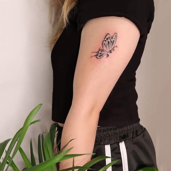 Semicolon Butterfly Arm Tattoo