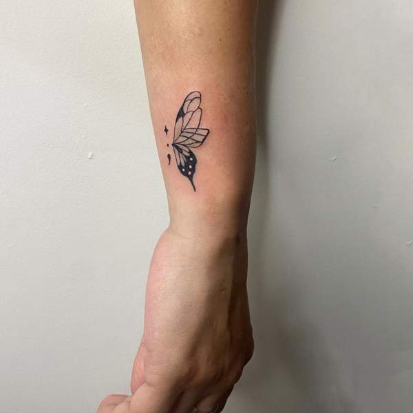 Semicolon Butterfly Wrist Tattoo 2
