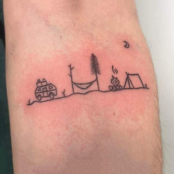 Simple Camping Tattoo