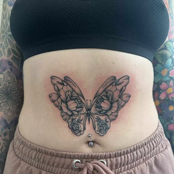 Stomach Butterfly Tattoo 1