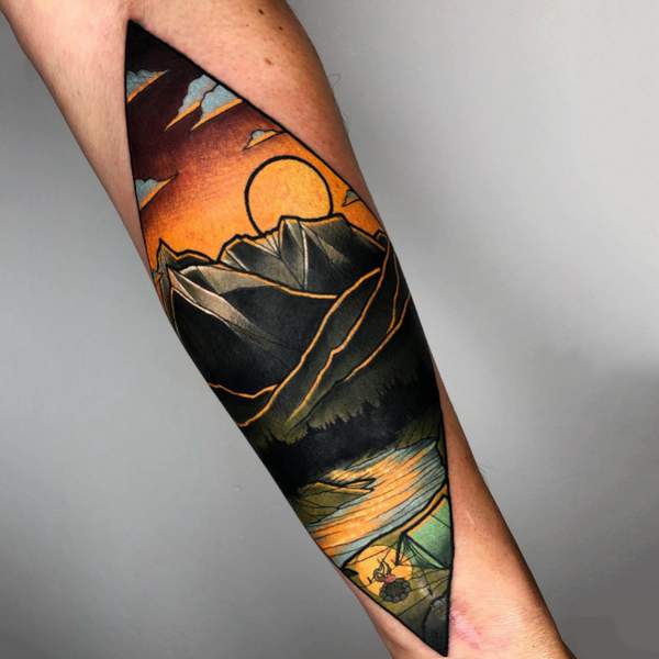 Traditional Camping Tattoo