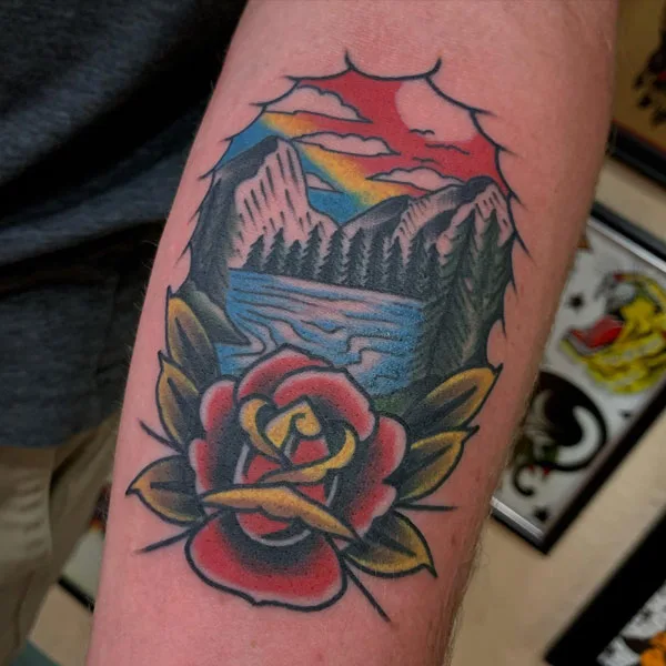 Traditional Mountain Tattoo 2