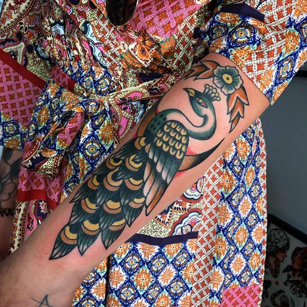 Traditional Peacock Tattoo 1