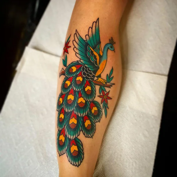 Traditional Peacock Tattoo 3