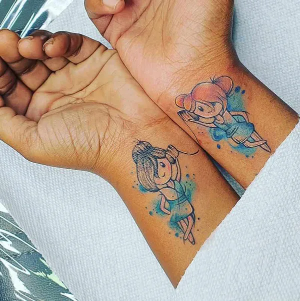 Watercolor Sibling Tattoo 2