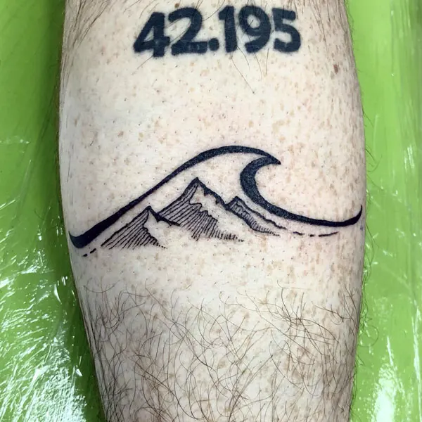 Wave and Mountain Tattoo 2
