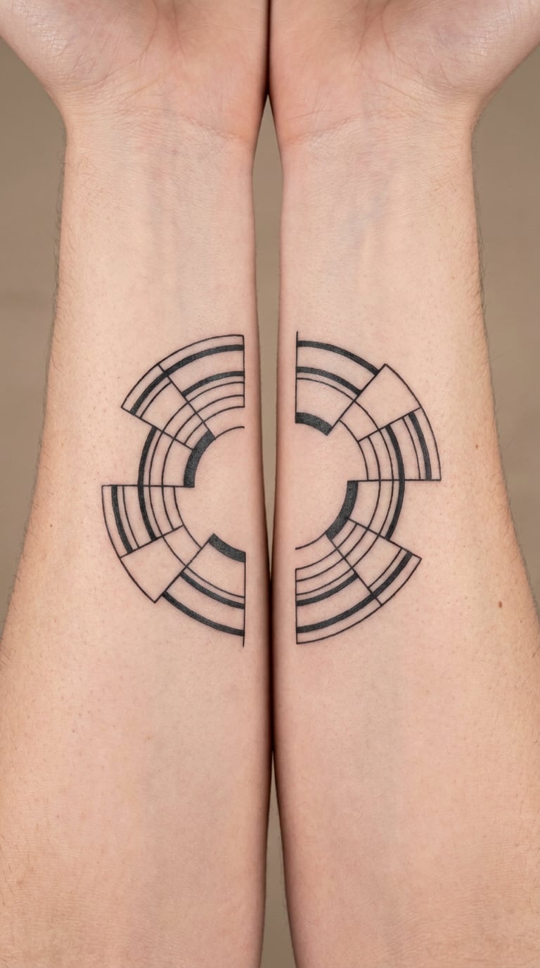 Matching Broken Circle Geometric Tattoos