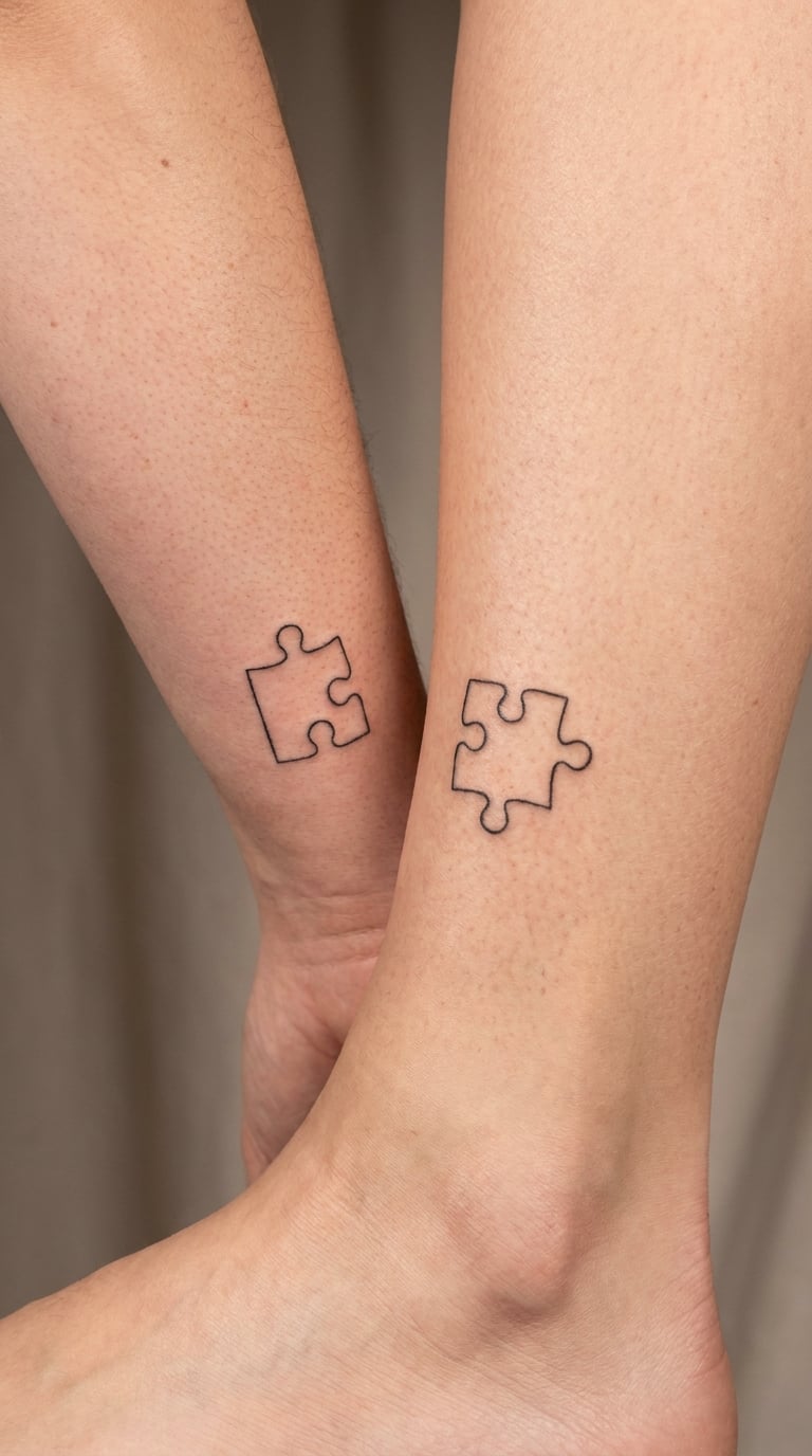 Complementary Puzzle-Piece Micro-Tattoos
