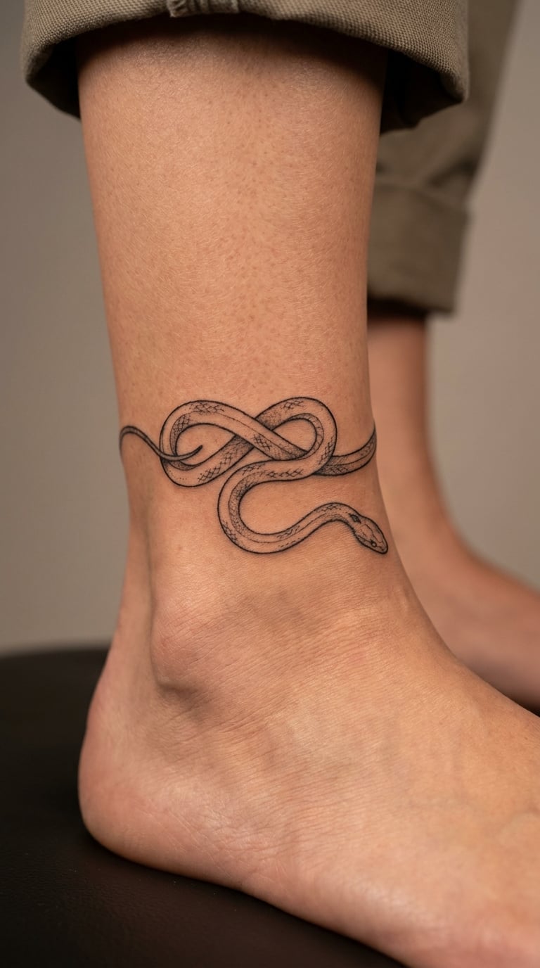 Coiled Snake Anklet Tattoo