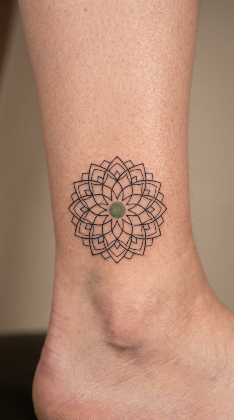 Geometric Mandala Anklet Tattoo