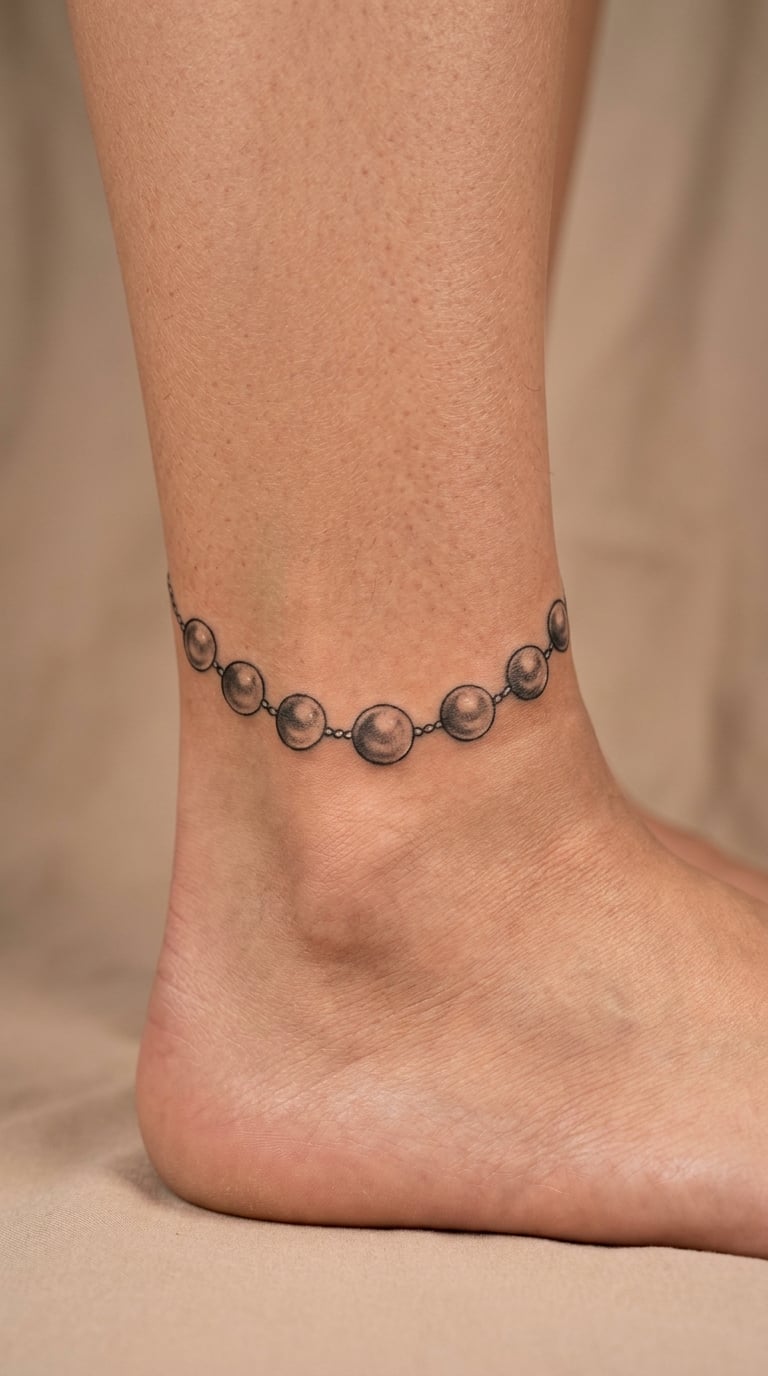 Pearl Bead Anklet Tattoo