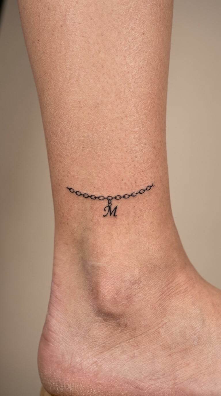 Initial Charm Anklet Tattoo