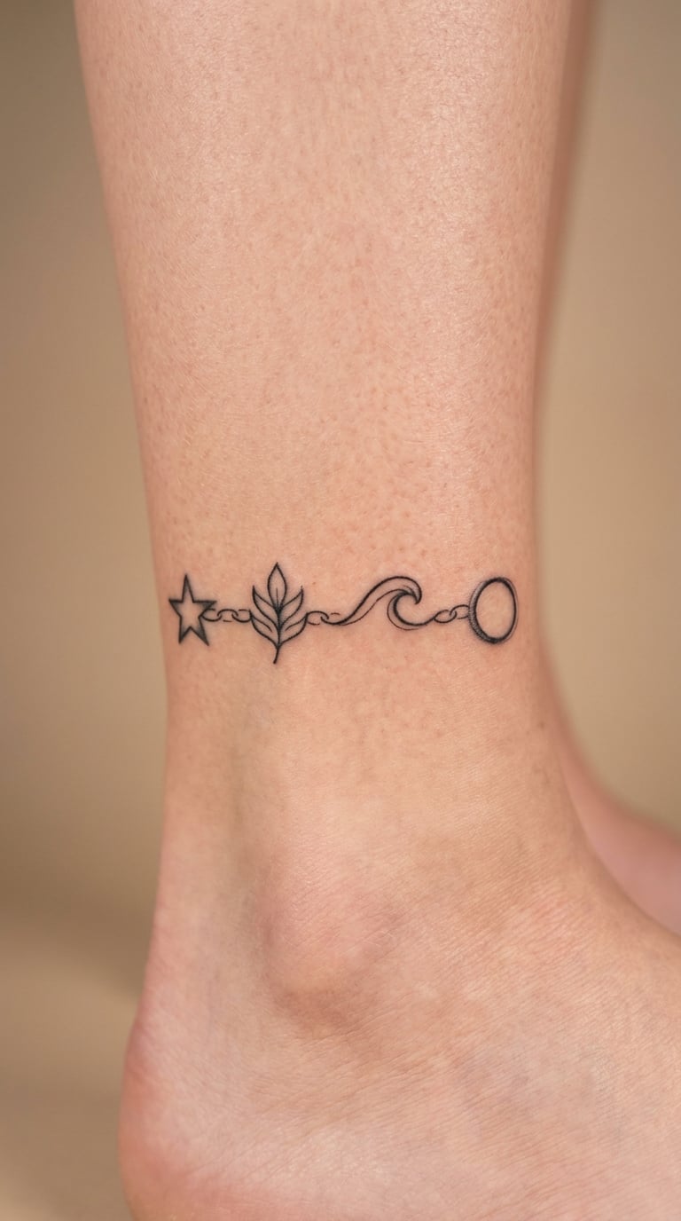 Matching Symbol Code Anklet Tattoo