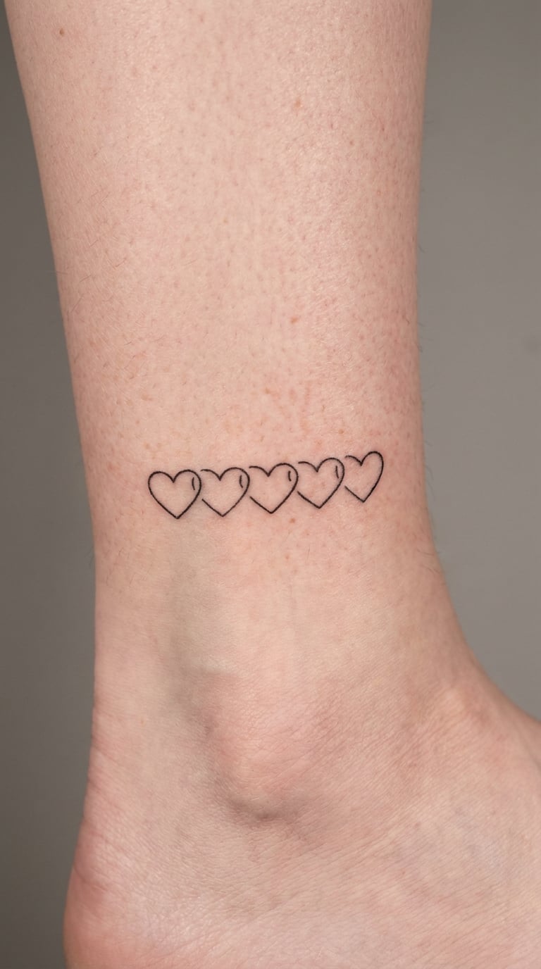 Minimal Heart Chain Anklet Tattoo