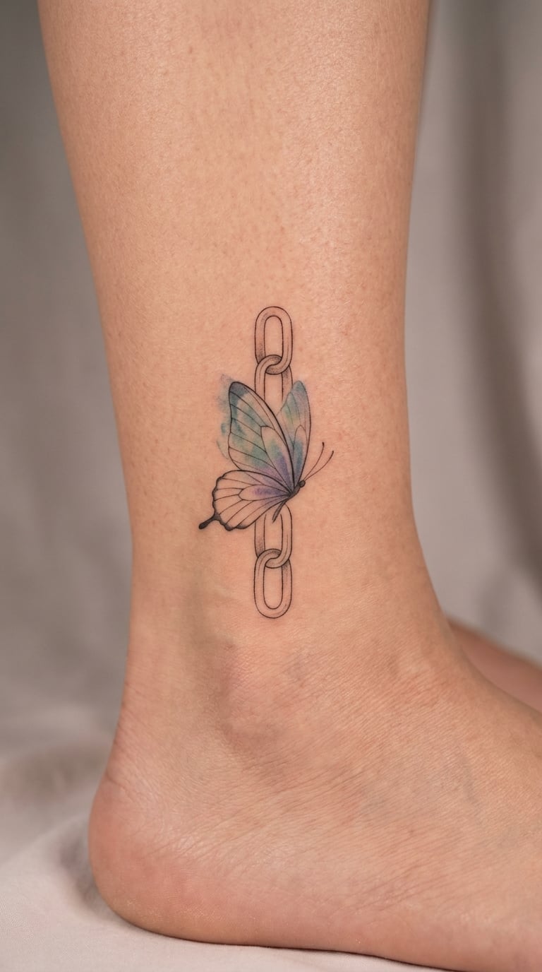 Butterfly Chain Anklet Tattoo