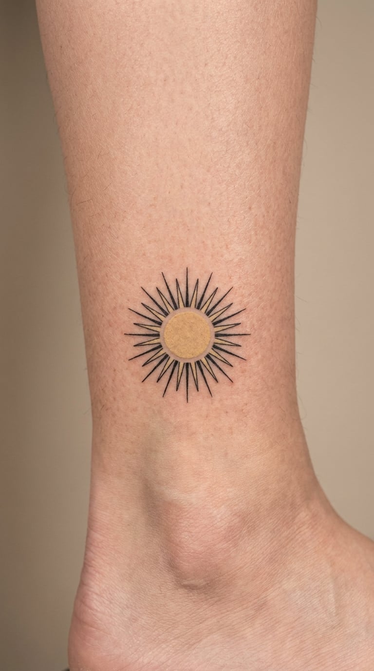 Sunburst Charm Anklet Tattoo