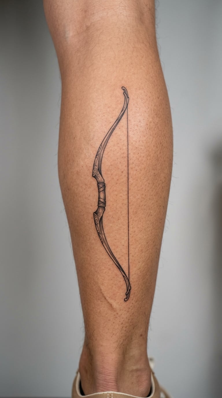 Hand-Drawn Longbow on the Calf