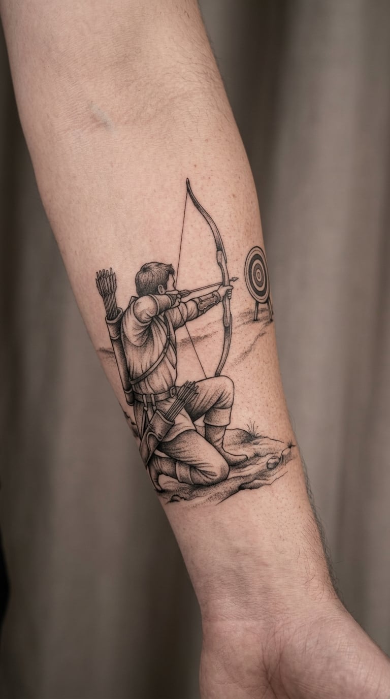 Full-Forearm Archery Scene