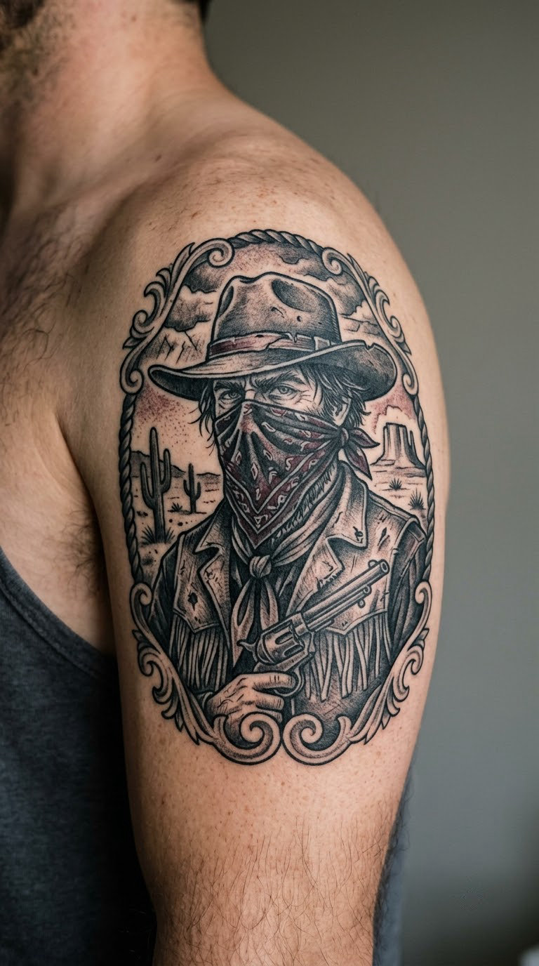 Old West Bat Outlaw Portrait