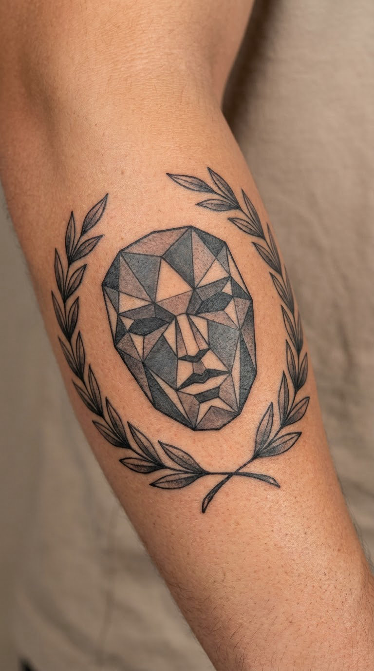Art Deco Mask With Laurel