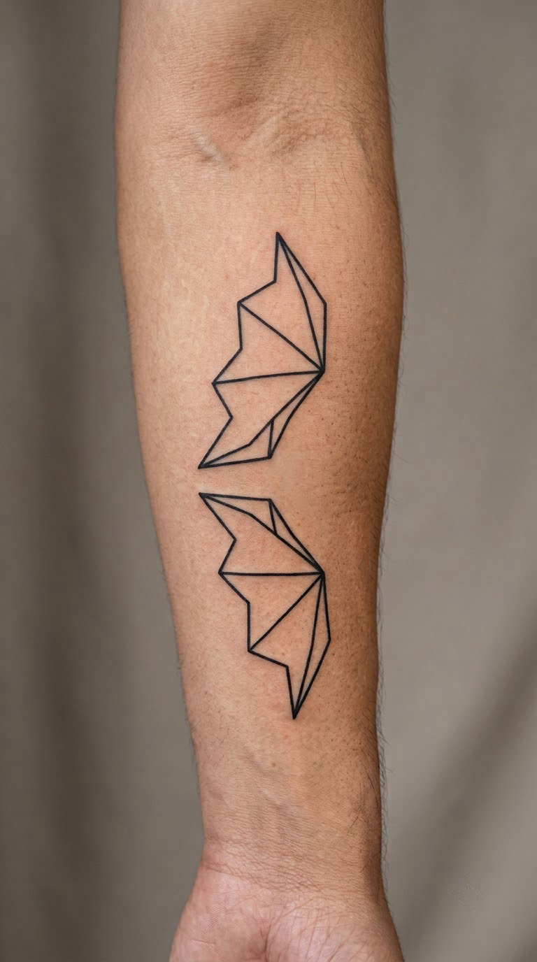 Minimal Black Bat with Split Wings
