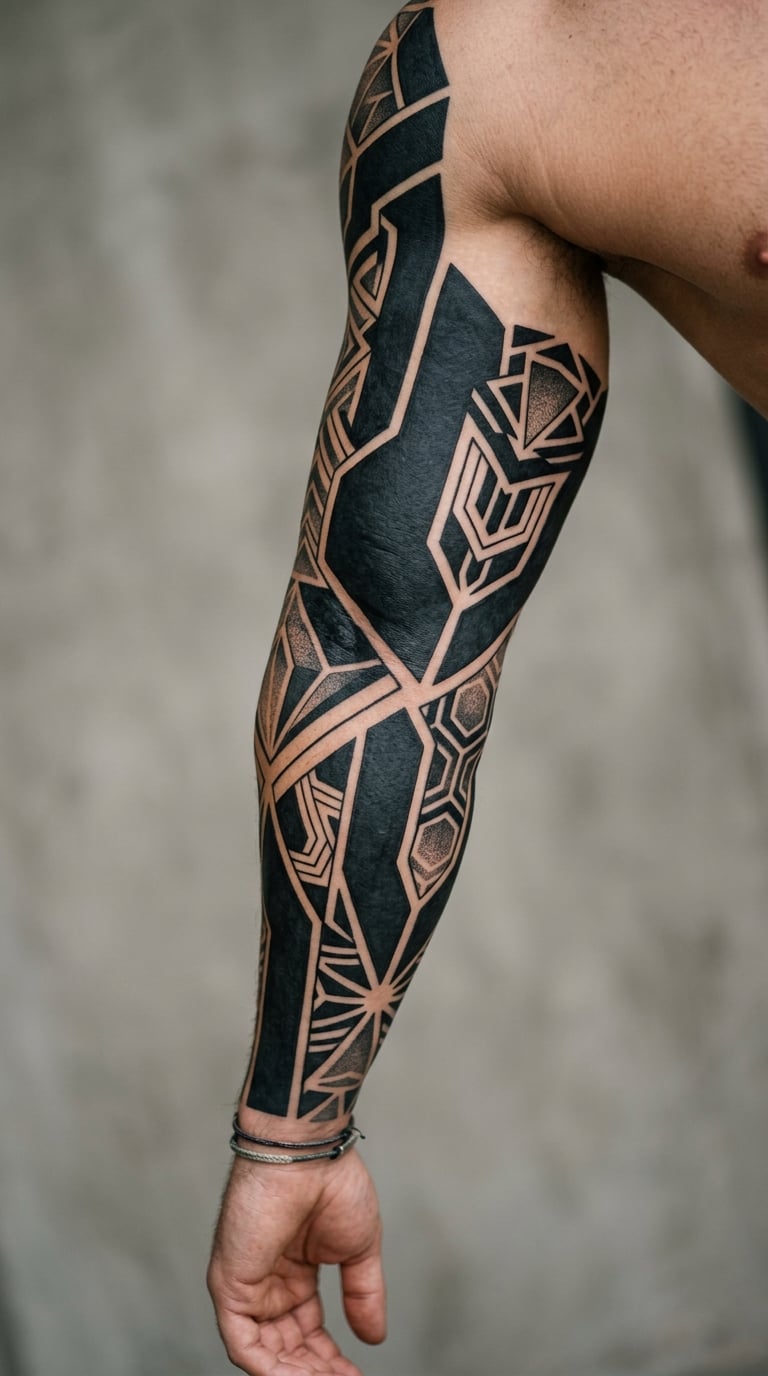 Full-Body Geometric Blackout Sleeve