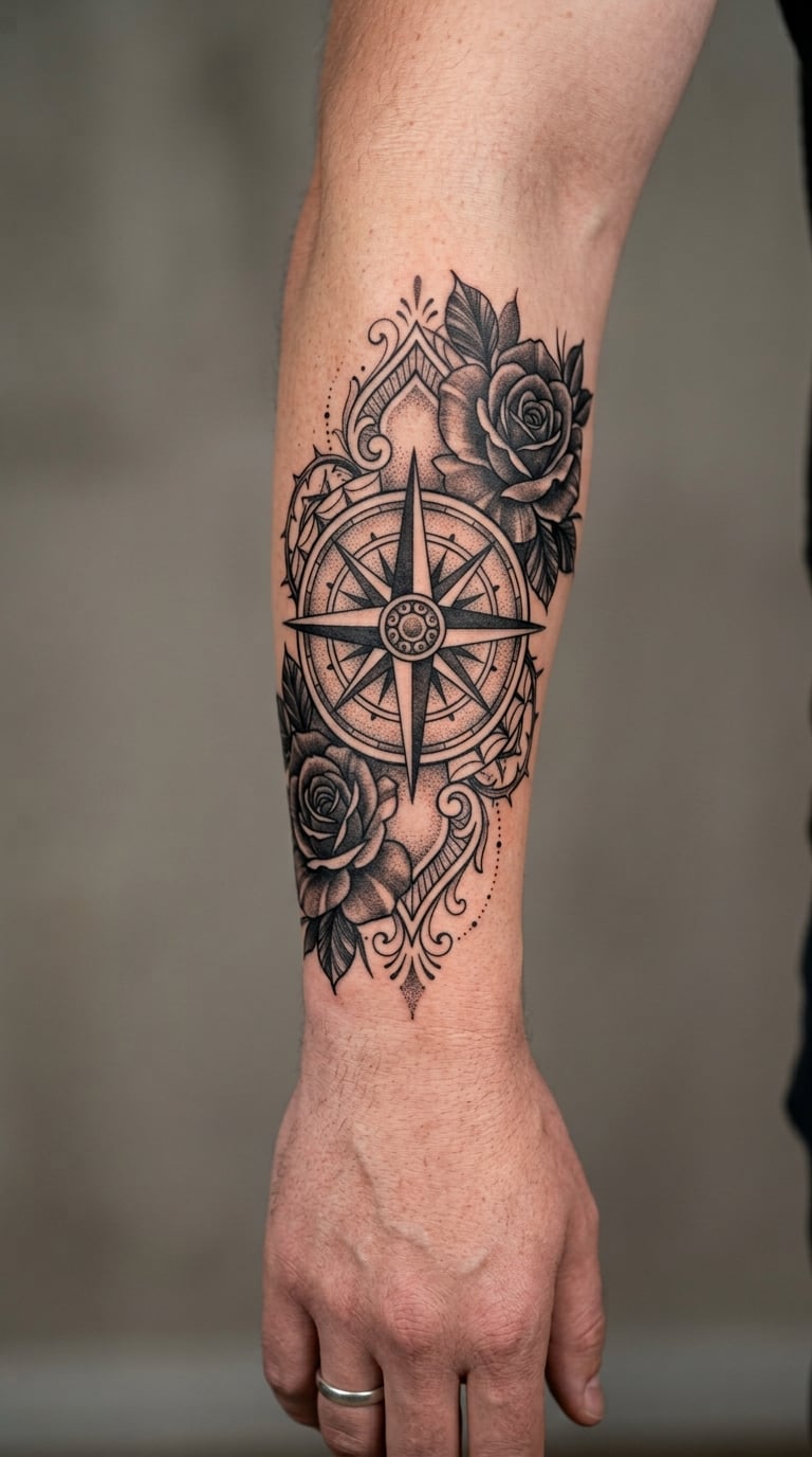 Blackout Rose Compass Sleeve