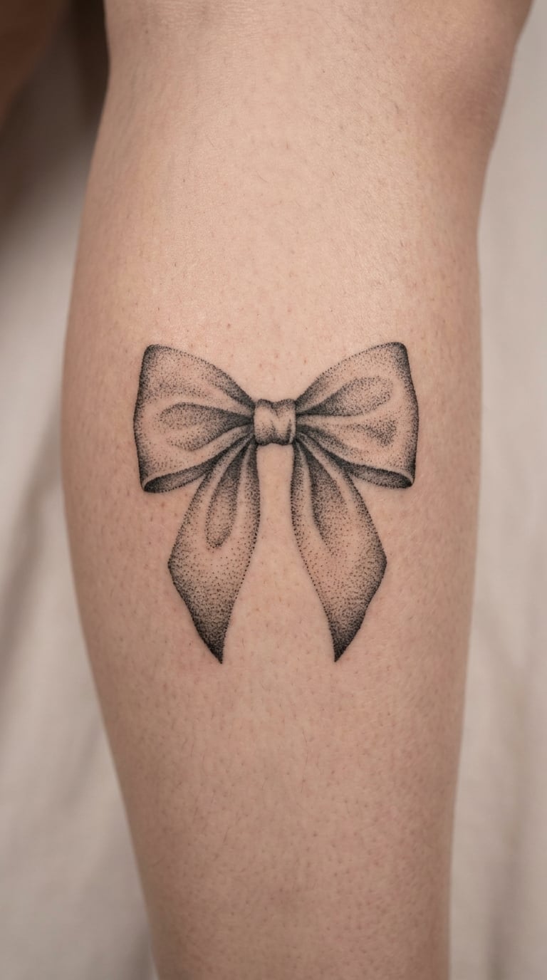 Dotwork Bow on the Calf
