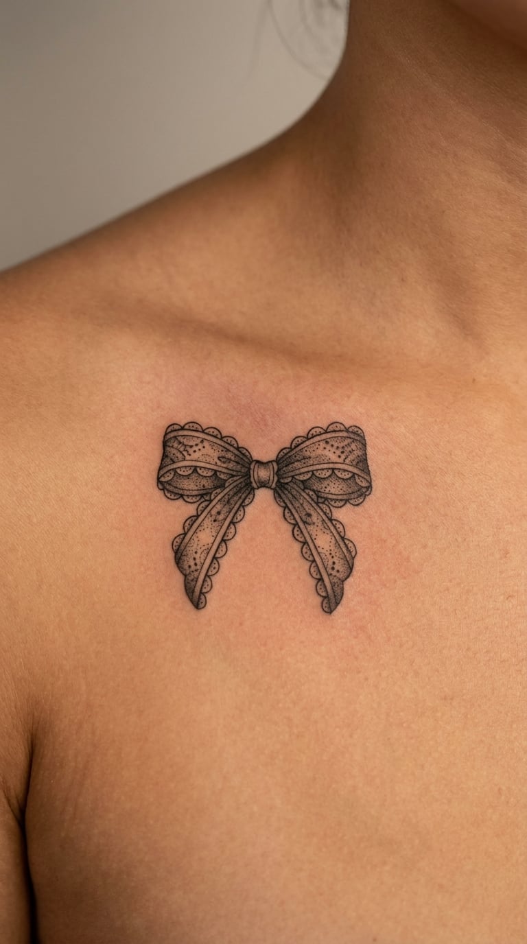Lace Bow on the Collarbone