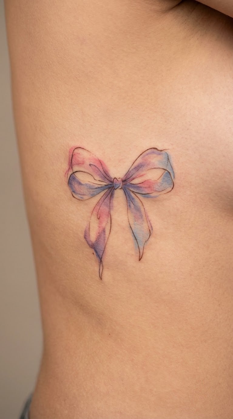 Watercolor Bow on the Side Rib
