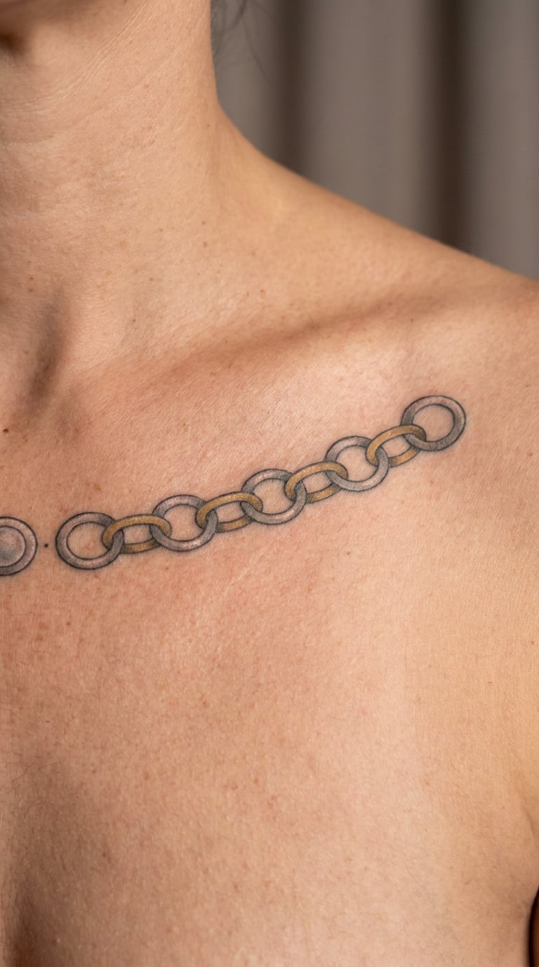 Pearl and Gold-Link Chain on the Chest