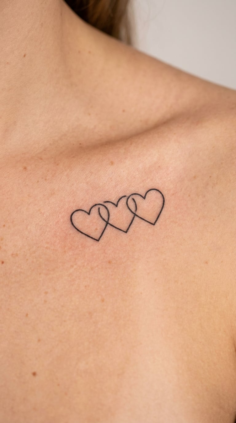 Interlocking Hearts Chain on the Collarbone