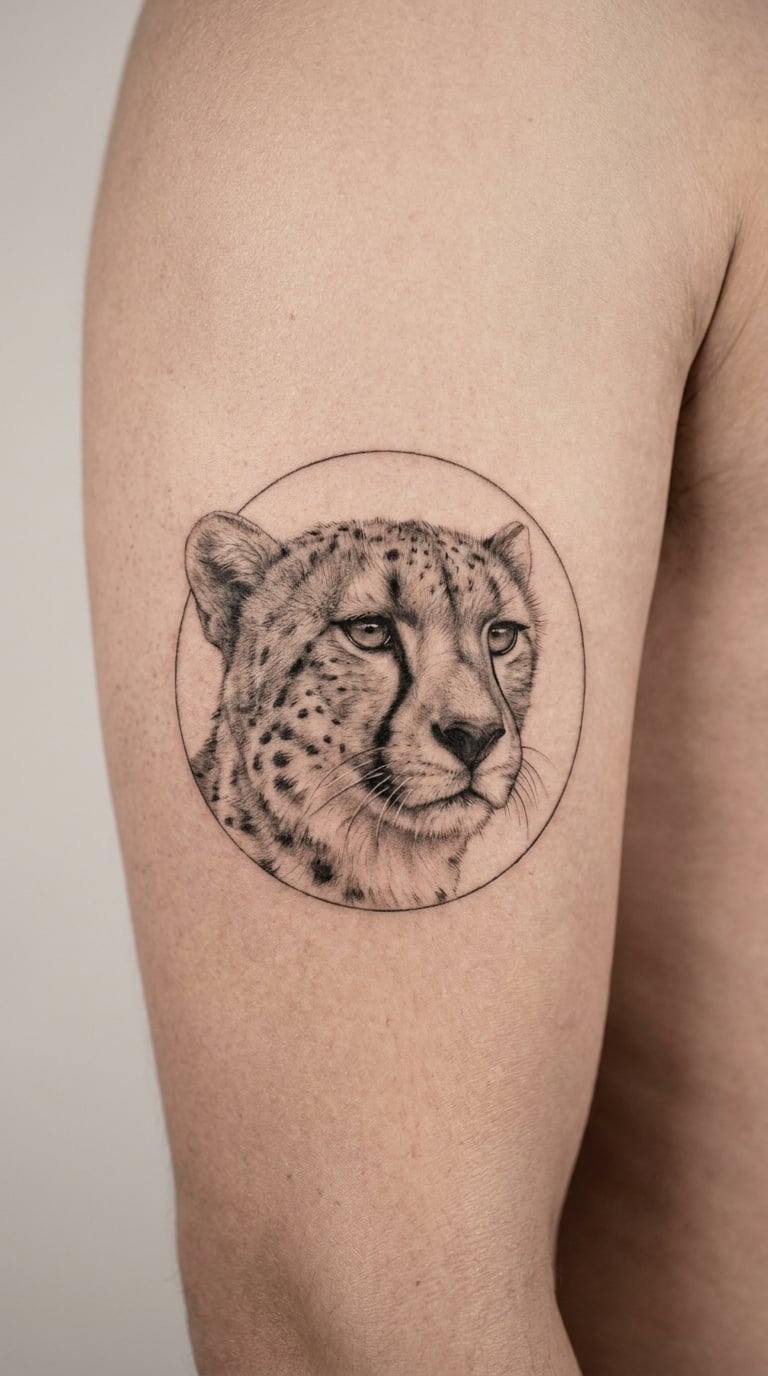 Cheetah in a Circular Frame