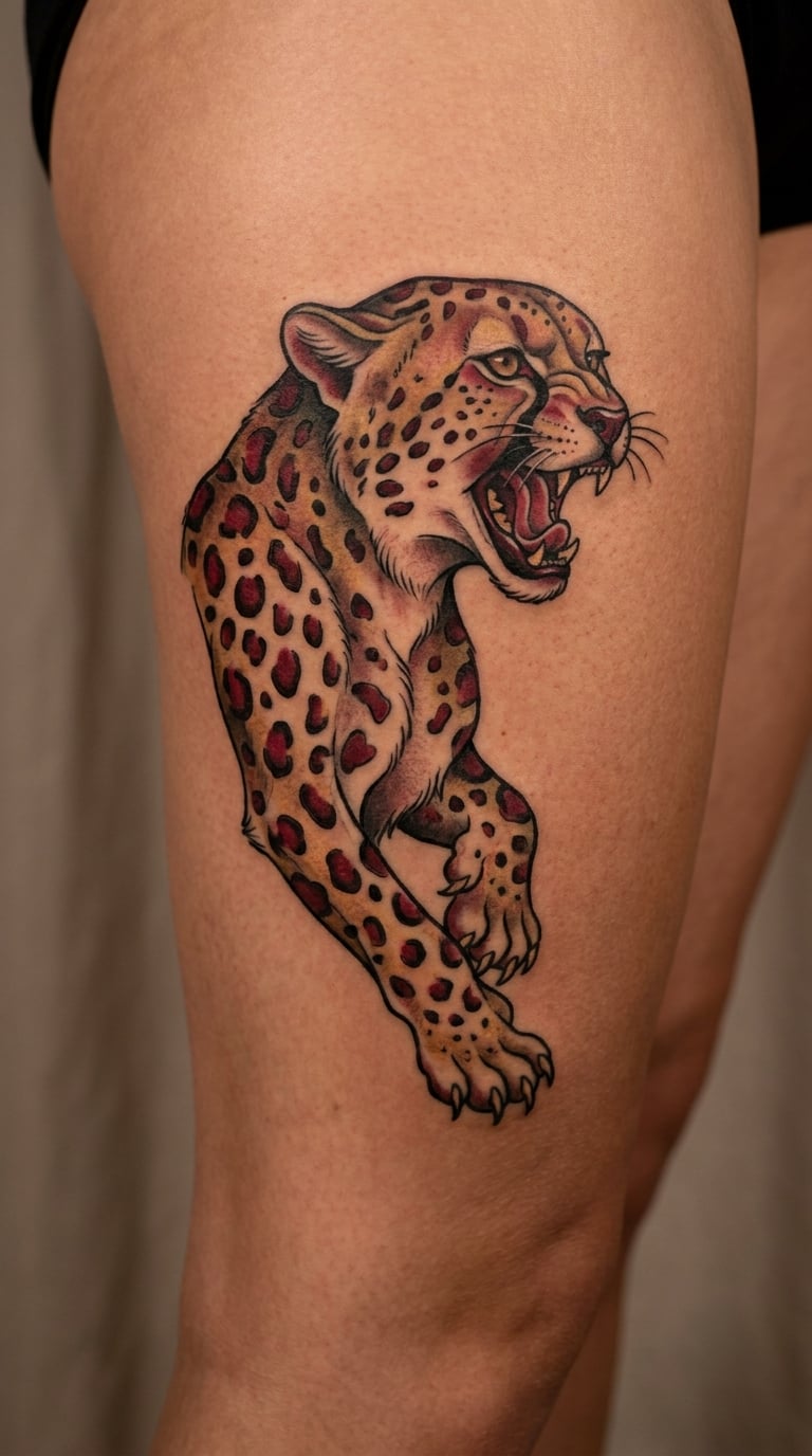 Roaring Cheetah Neo-Traditional Design