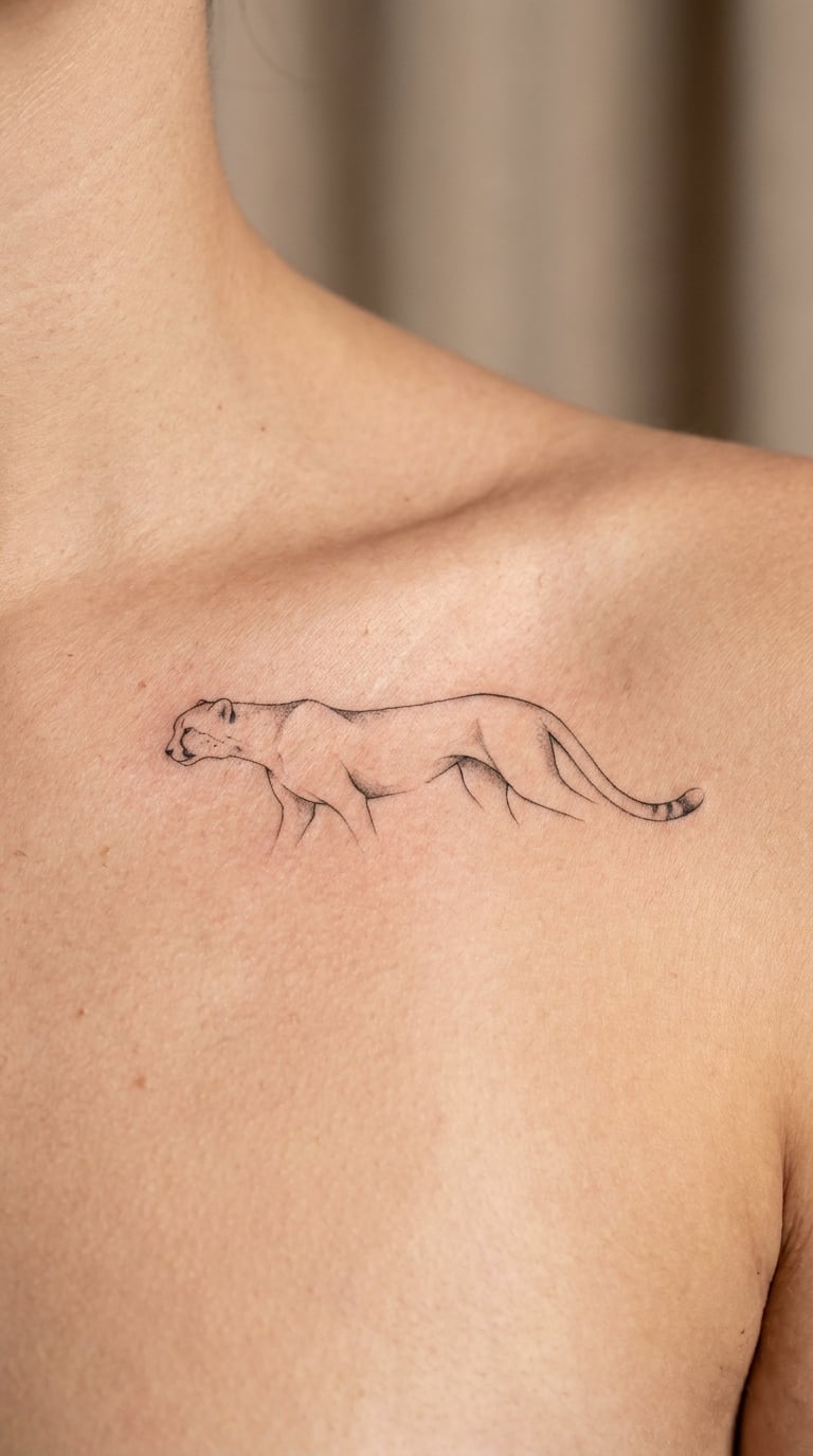 Cheetah Portrait on the Collarbone