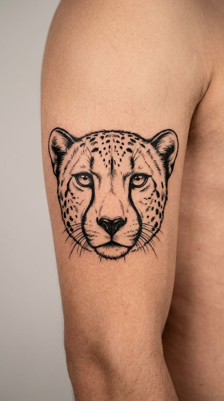 Blackwork Cheetah Face