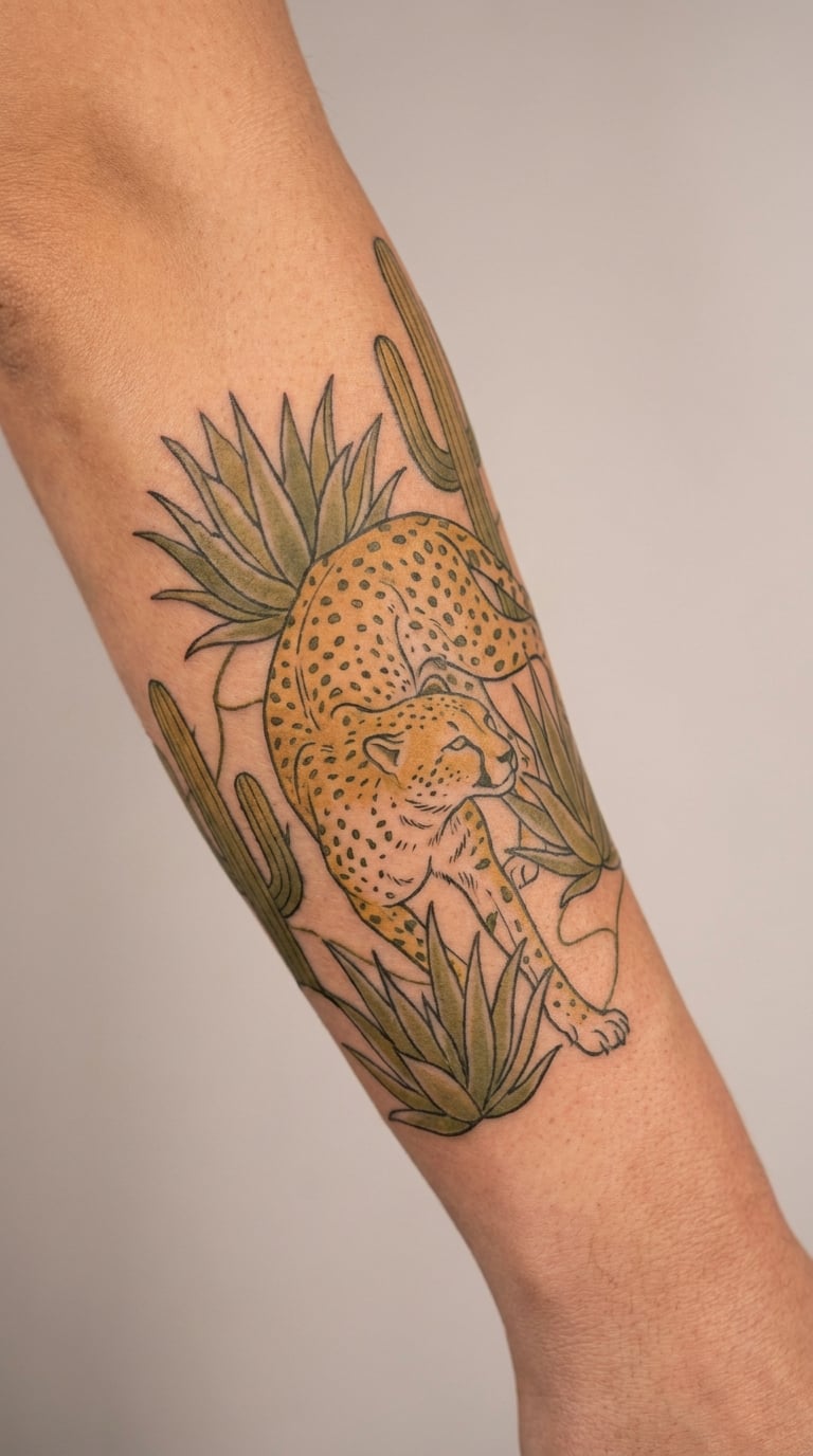 Cheetah in a Desert Botanical Style