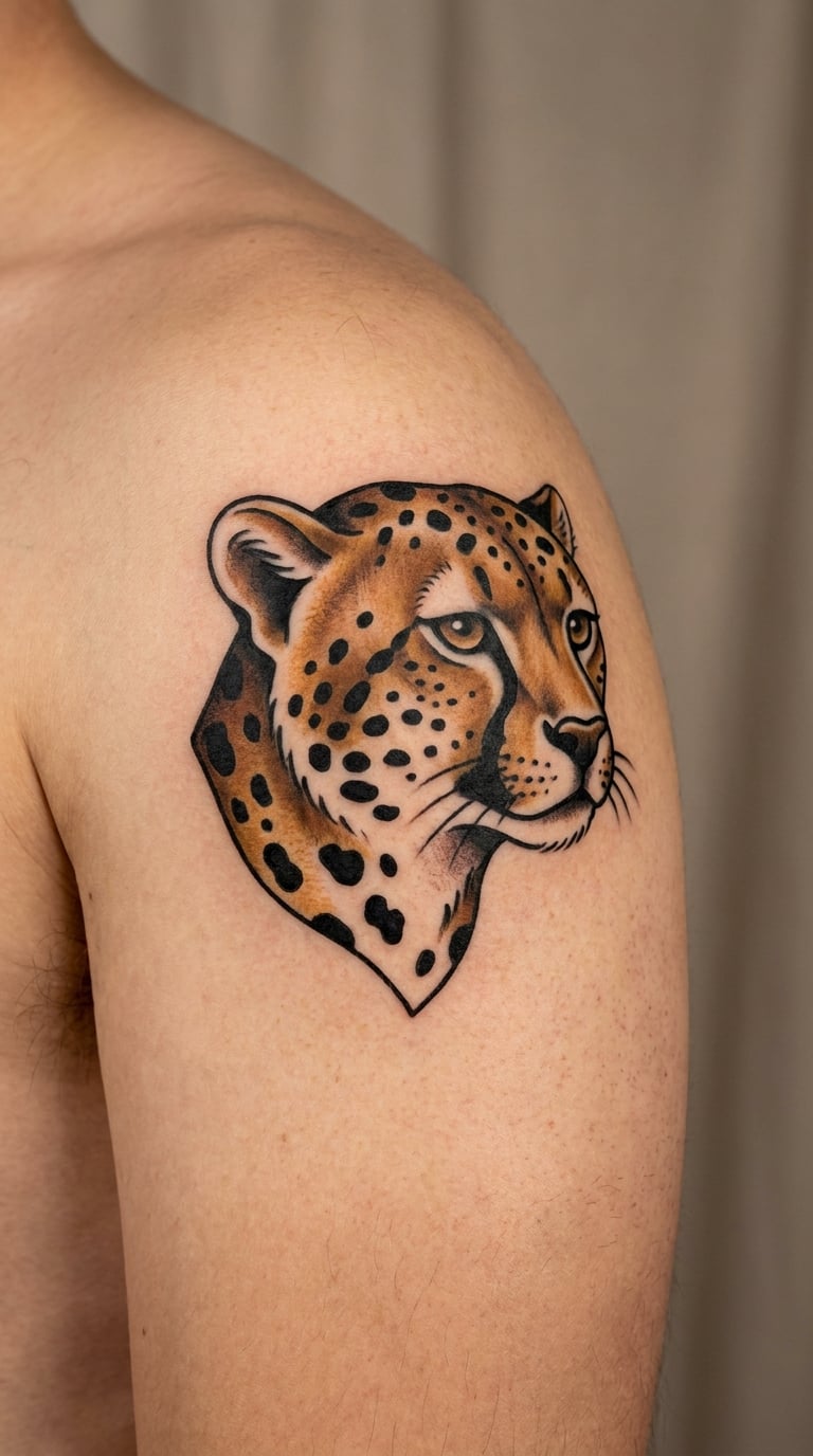 Traditional Cheetah Head with Spots