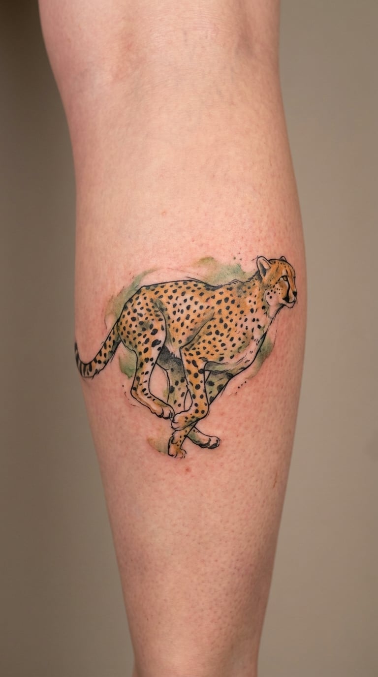 Watercolor Cheetah in Motion
