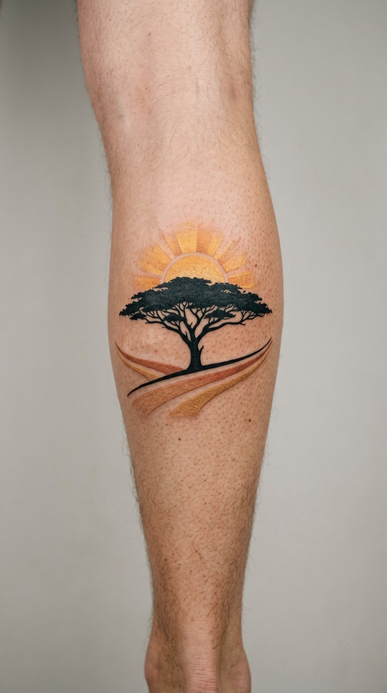 Acacia Tree at Golden Sunrise
